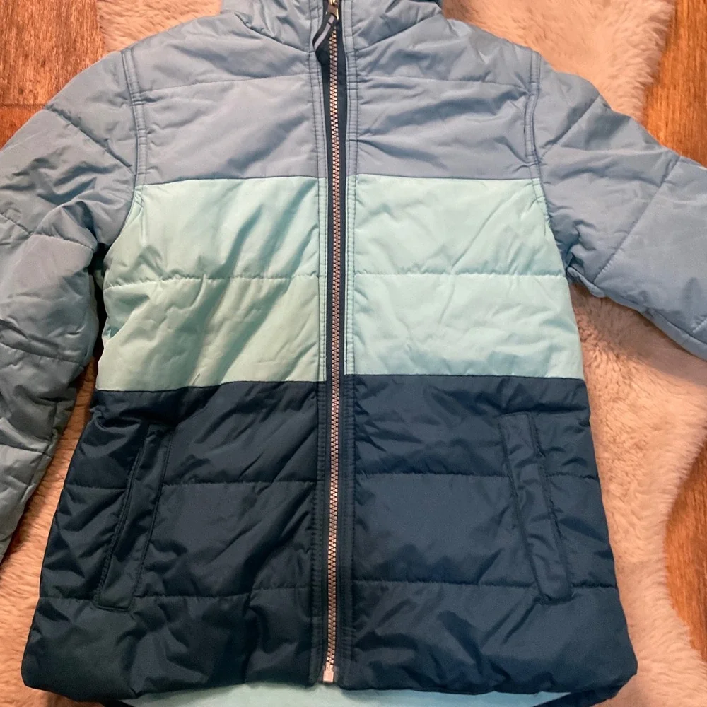 Whales Tail Coat‎ Size 7/8 Winter Youth Girls Colorblock Hooded Insulated